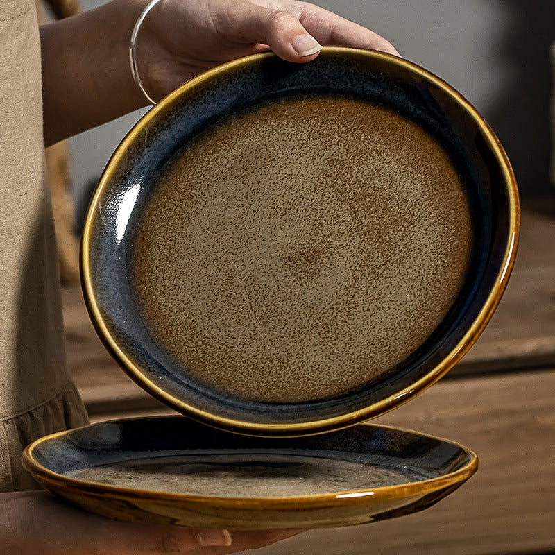 Retro Simple Round Ceramic Plate