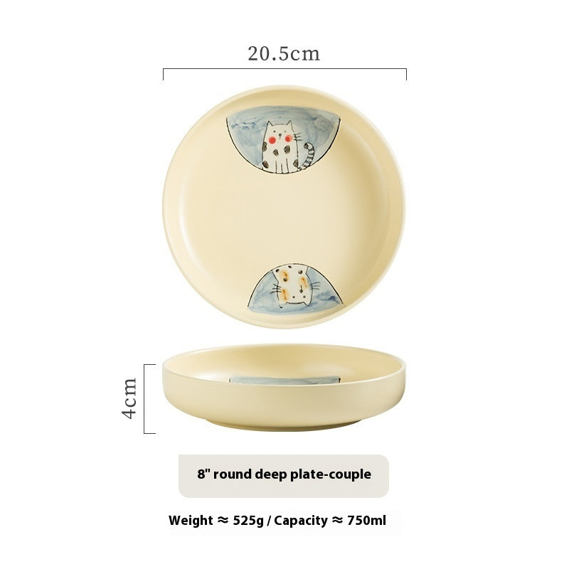 New Homehold Japanese Cat Plate Ceramic Plate