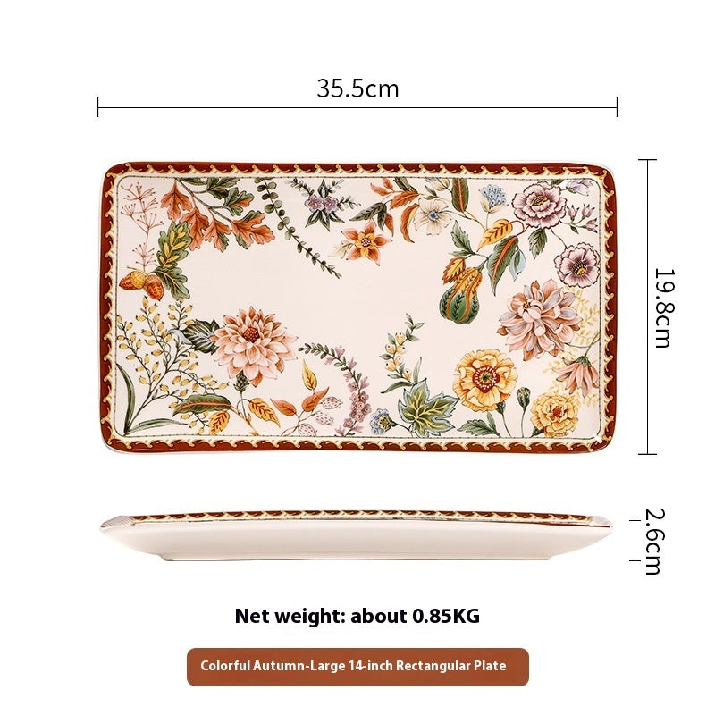 Ceramic Retro Flower Household Dish