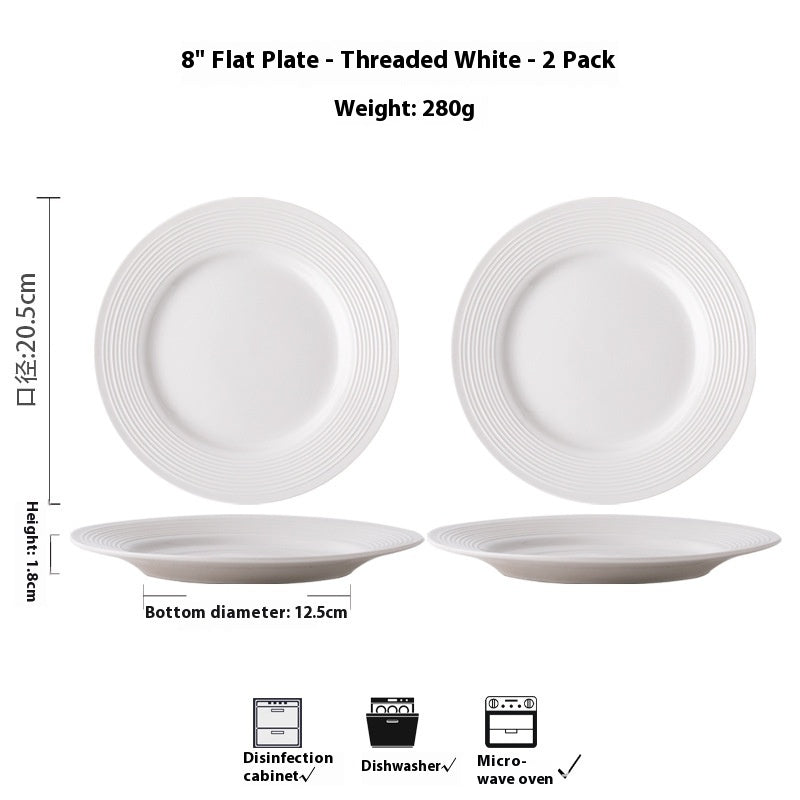 Simple Classic Ceramic Flat Plate Dish