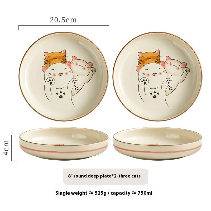 New Homehold Japanese Cat Plate Ceramic Plate